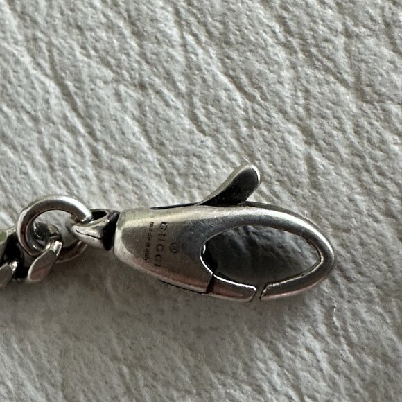 NEW GUCCI Sterling Silver Enamel Thin Interlocking G Bracelet Black - Picture 7 of 8